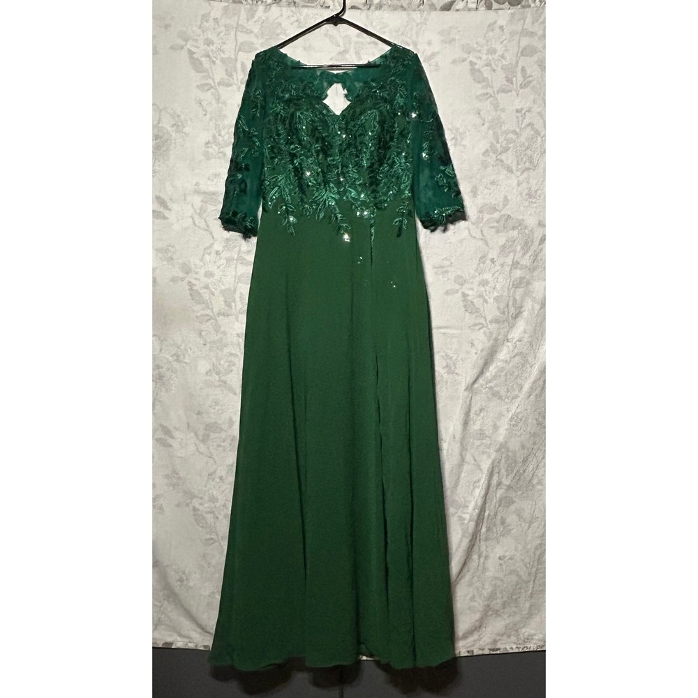 Elegant Emerald Green Lace Sequins Corset Back Formal Gown